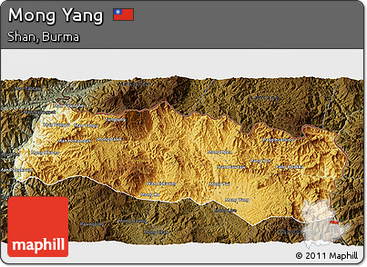 Physical 3D Map of Mong Yang, darken