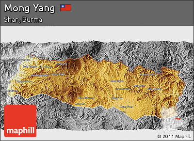 Physical 3D Map of Mong Yang, desaturated