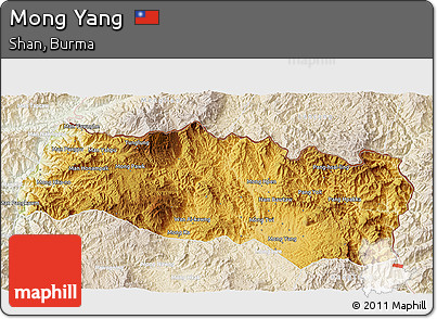 Physical 3D Map of Mong Yang, lighten