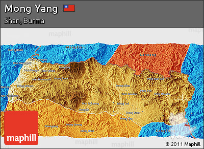 Physical 3D Map of Mong Yang, political outside