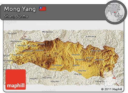 Physical 3D Map of Mong Yang, shaded relief outside