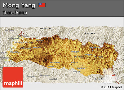 Physical 3D Map of Mong Yang, shaded relief outside