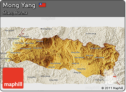 Physical 3D Map of Mong Yang, shaded relief outside