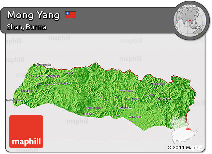 Political 3D Map of Mong Yang, cropped outside