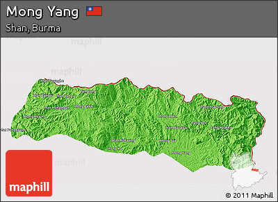 Political 3D Map of Mong Yang, cropped outside