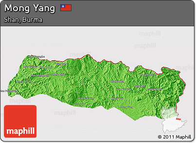 Political 3D Map of Mong Yang, cropped outside