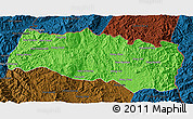 Political 3D Map of Mong Yang, darken