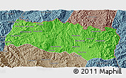 Political 3D Map of Mong Yang, semi-desaturated