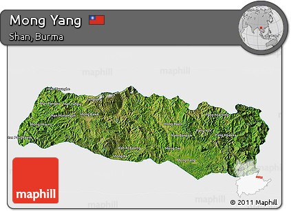 Satellite 3D Map of Mong Yang, single color outside