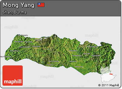 Satellite 3D Map of Mong Yang, single color outside