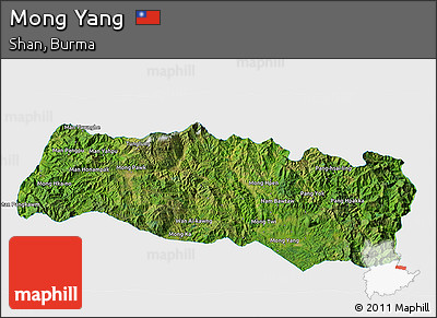 Satellite 3D Map of Mong Yang, single color outside