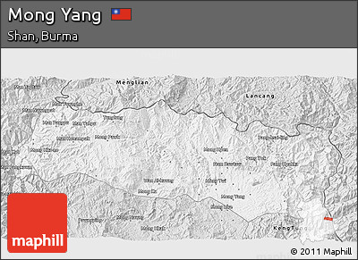 Silver Style 3D Map of Mong Yang