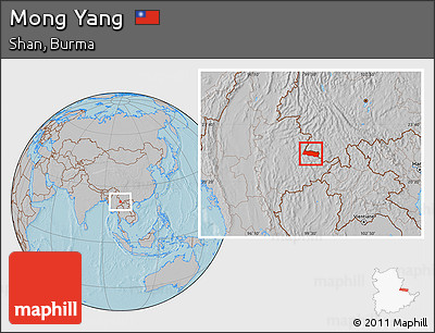 Gray Location Map of Mong Yang, hill shading