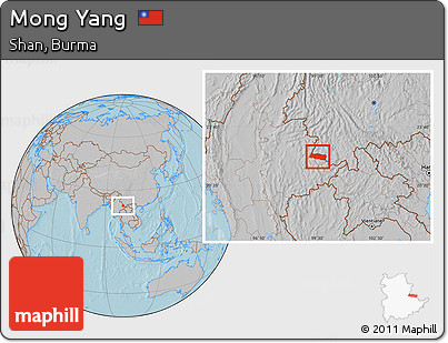 Gray Location Map of Mong Yang, hill shading