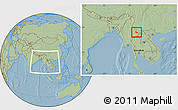 Savanna Style Location Map of Mong Yang, within the entire country, hill shading
