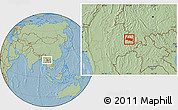 Savanna Style Location Map of Mong Yang, hill shading