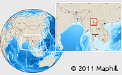 Shaded Relief Location Map of Mong Yang, within the entire country