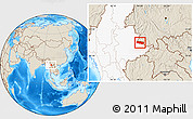 Shaded Relief Location Map of Mong Yang, highlighted country