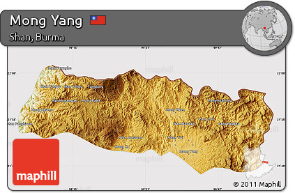 Physical Map of Mong Yang, cropped outside