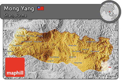 Physical Map of Mong Yang, lighten, desaturated