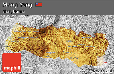 Physical Map of Mong Yang, lighten, desaturated
