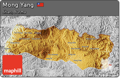 Physical Map of Mong Yang, lighten, desaturated