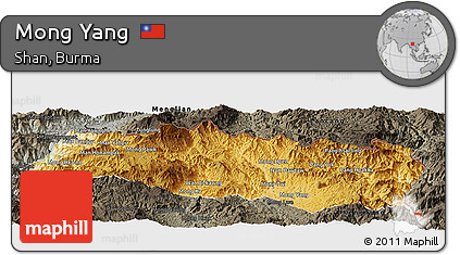 Physical Panoramic Map of Mong Yang, darken, semi-desaturated