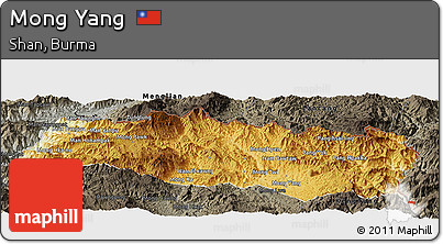 Physical Panoramic Map of Mong Yang, darken, semi-desaturated