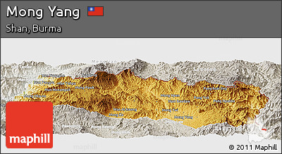 Physical Panoramic Map of Mong Yang, lighten, semi-desaturated