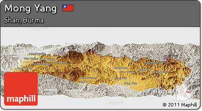 Physical Panoramic Map of Mong Yang, lighten, semi-desaturated