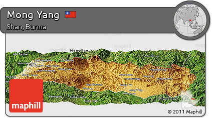 Physical Panoramic Map of Mong Yang, satellite outside