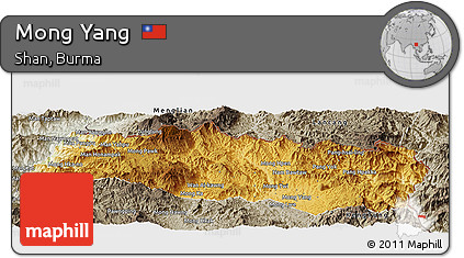 Physical Panoramic Map of Mong Yang, semi-desaturated