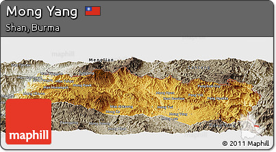Physical Panoramic Map of Mong Yang, semi-desaturated
