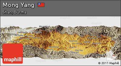 Physical Panoramic Map of Mong Yang, semi-desaturated