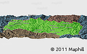 Political Panoramic Map of Mong Yang, darken, semi-desaturated