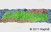 Political Panoramic Map of Mong Yang, semi-desaturated