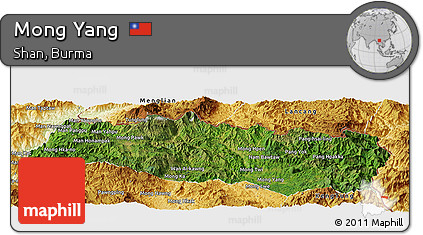 Satellite Panoramic Map of Mong Yang, physical outside