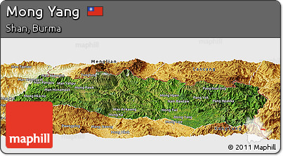 Satellite Panoramic Map of Mong Yang, physical outside