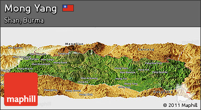 Satellite Panoramic Map of Mong Yang, physical outside