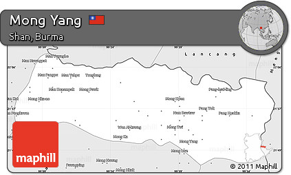 Silver Style Simple Map of Mong Yang