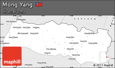 Silver Style Simple Map of Mong Yang