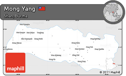 Silver Style Simple Map of Mong Yang, single color outside