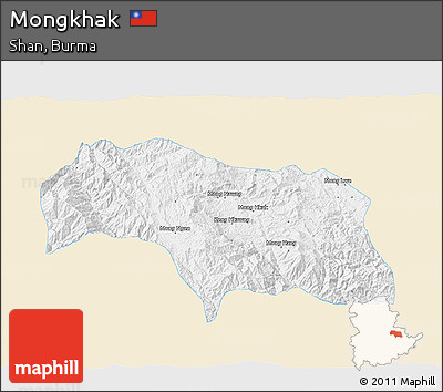 Classic Style 3D Map of Mongkhak, single color outside