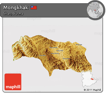 Physical 3D Map of Mongkhak, cropped outside