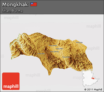 Physical 3D Map of Mongkhak, cropped outside