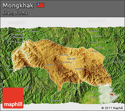 Physical 3D Map of Mongkhak, satellite outside