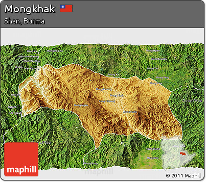Physical 3D Map of Mongkhak, satellite outside