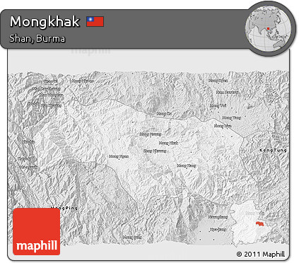 Silver Style 3D Map of Mongkhak