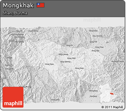 Silver Style 3D Map of Mongkhak