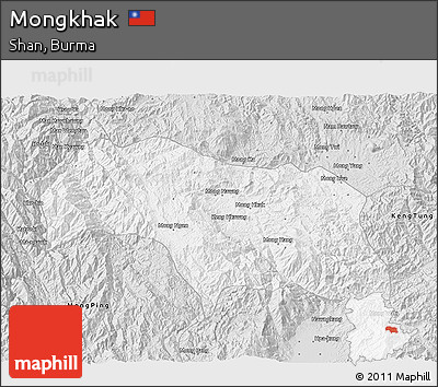 Silver Style 3D Map of Mongkhak